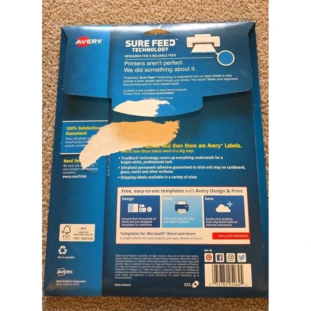 Avery - 5264 - White Shipping Labels - 150 Total Labels - 3-1/3